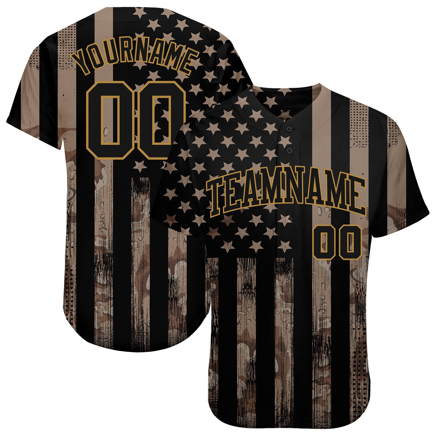 Custom Camo Old Gold-Royal Authentic Salute To Service Baseball