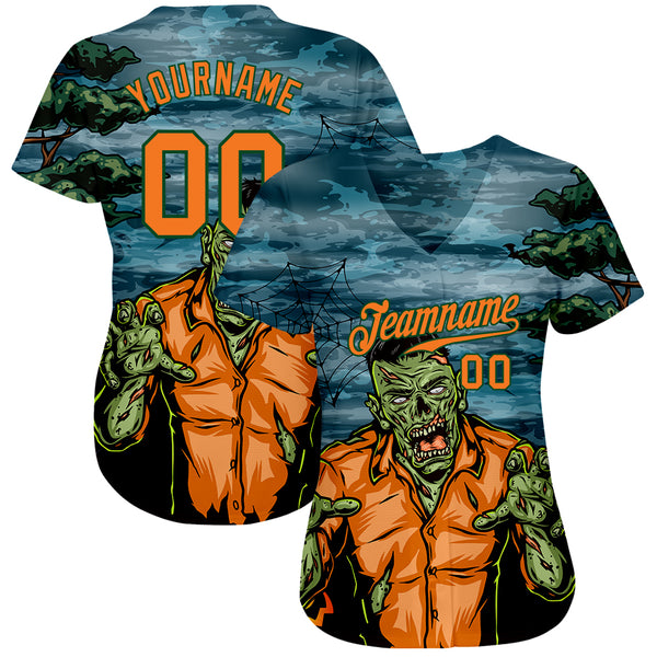 Cheap Custom 3D Pattern Halloween Pumpkins Horror Night Authentic Baseball  Jersey Free Shipping – CustomJerseysPro