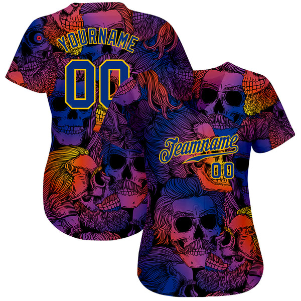 Cheap Custom 3D Pattern Halloween Skulls Authentic Baseball Jersey Free  Shipping – CustomJerseysPro