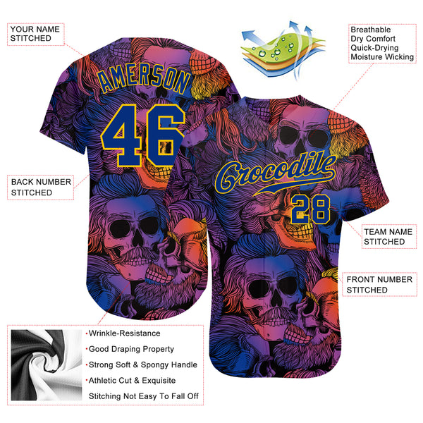 Cheap Custom 3D Pattern Halloween Skulls Authentic Baseball Jersey Free  Shipping – CustomJerseysPro