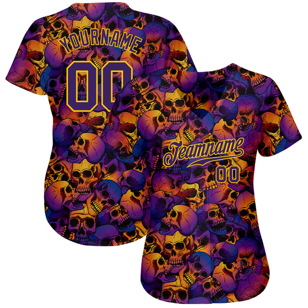 Cheap Custom 3D Pattern Halloween Skulls Authentic Baseball Jersey Free  Shipping – CustomJerseysPro