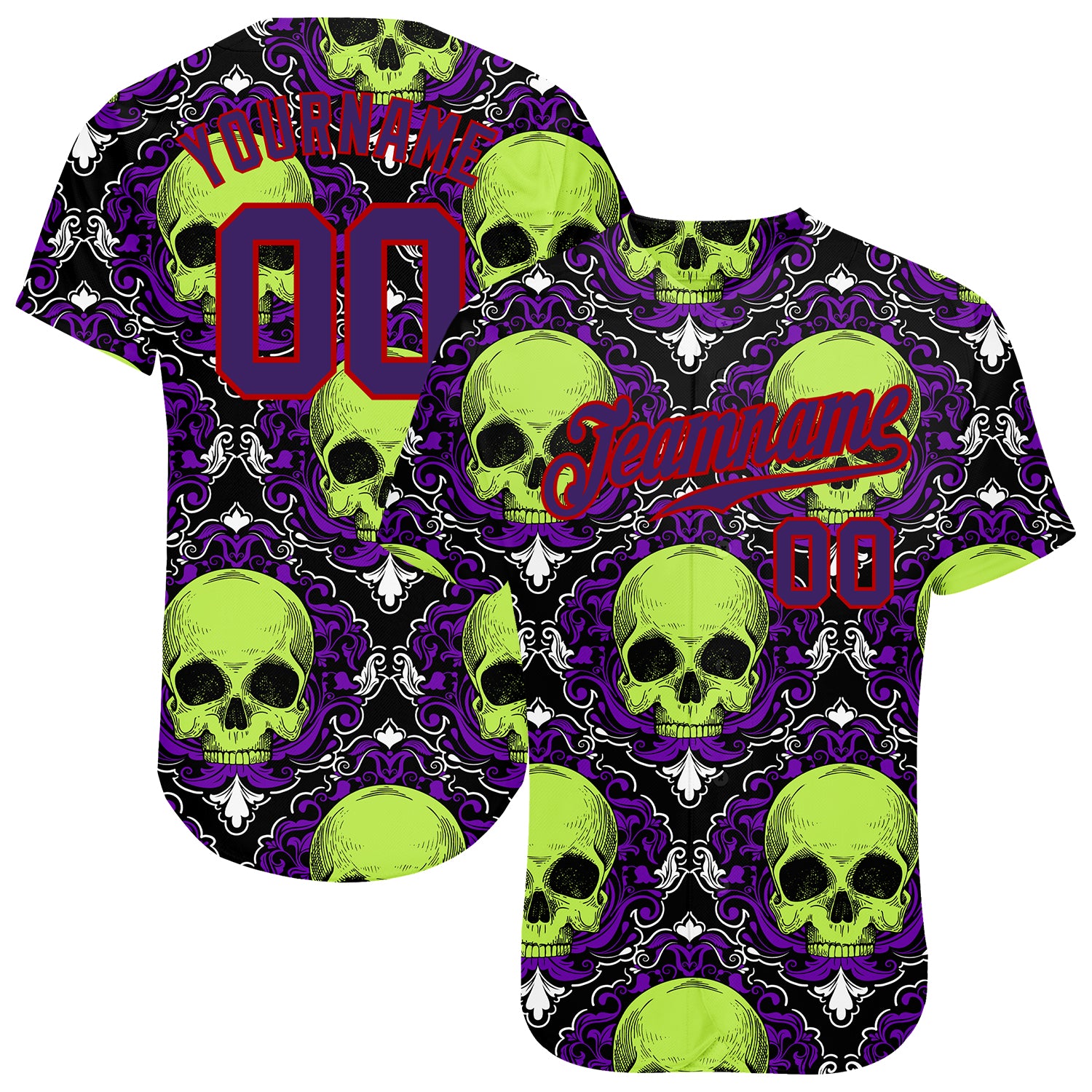 Cheap Custom 3D Pattern Halloween Skulls Authentic Baseball Jersey Free  Shipping – CustomJerseysPro