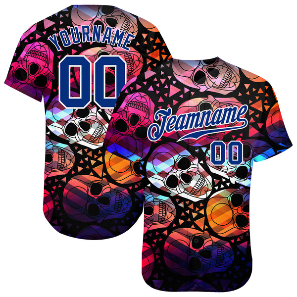 Cheap Custom 3D Pattern Halloween Skulls Authentic Baseball Jersey Free  Shipping – CustomJerseysPro