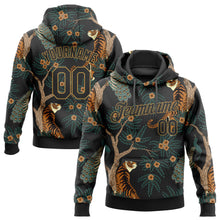 Загрузить изображение в средство просмотра галереи, Custom Stitched Black Black-Old Gold 3D Pattern Design Tiger And Peacock Sports Pullover Sweatshirt Hoodie
