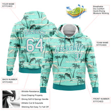 Загрузить изображение в средство просмотра галереи, Custom Stitched Aqua White 3D Pattern Design Hawaii Palm Trees Sports Pullover Sweatshirt Hoodie
