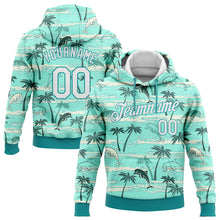 Загрузить изображение в средство просмотра галереи, Custom Stitched Aqua White 3D Pattern Design Hawaii Palm Trees Sports Pullover Sweatshirt Hoodie
