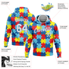 Загрузить изображение в средство просмотра галереи, Custom Stitched Autism Awareness Puzzle Pieces White-Light Blue 3D Pattern Design Sports Pullover Sweatshirt Hoodie
