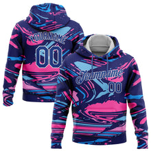 Загрузить изображение в средство просмотра галереи, Custom Stitched Figure Royal Pink Light Blue-White 3D Pattern Design Sports Pullover Sweatshirt Hoodie
