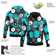 Загрузить изображение в средство просмотра галереи, Custom Stitched Aqua Black-White 3D Pattern Design Sports Pullover Sweatshirt Hoodie
