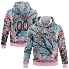 Загрузить изображение в средство просмотра галереи, Custom Stitched Light Pink Black 3D Pattern Design Cherry Blossom Sports Pullover Sweatshirt Hoodie
