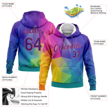 Загрузить изображение в средство просмотра галереи, Custom Stitched Gold Purple-Pink 3D Pattern Design Abstract Rainbow Sports Pullover Sweatshirt Hoodie
