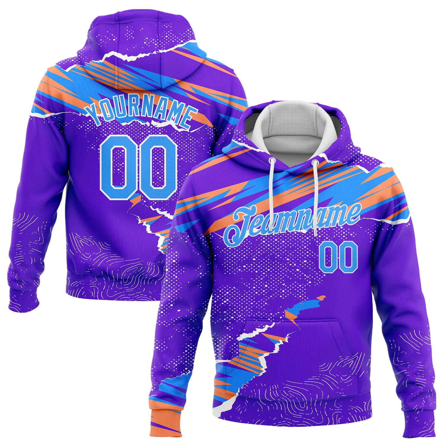 Custom Stitched Purple Purple-White 3D Pattern Design Sports