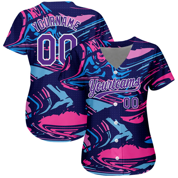 Cheap Custom Purple Purple-White 3D Pattern Design Authentic Baseball Jersey  Free Shipping – CustomJerseysPro