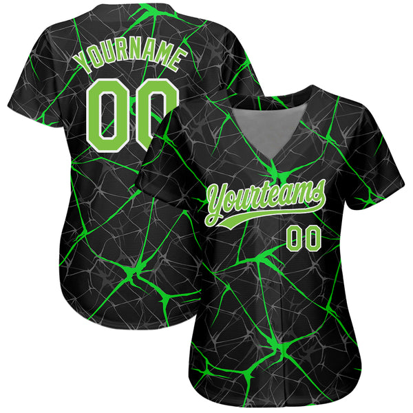 Custom Black Black-Neon Green Authentic Baseball Jersey – CustomJerseysPro