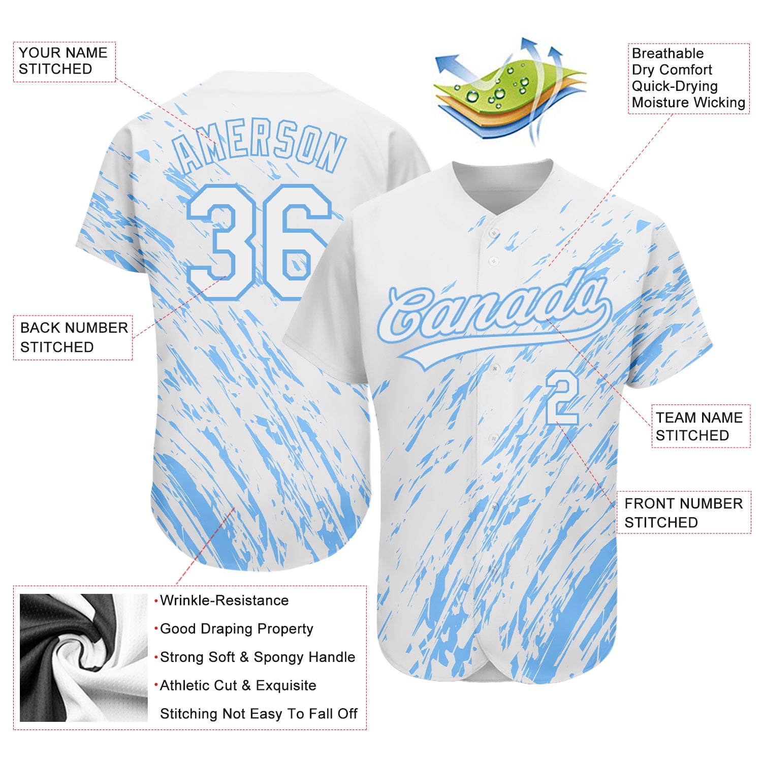 Custom Baseball Jersey Pink Light Blue-White 3D Pattern Design Authentic Men's Size:3XL