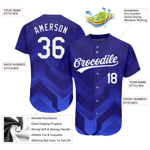 Custom Royal White-Navy 3D Pattern Design Authentic Baseball Jersey