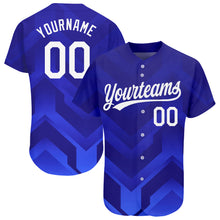 Загрузить изображение в средство просмотра галереи, Custom Royal White-Navy 3D Pattern Design Authentic Baseball Jersey
