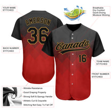 Загрузить изображение в средство просмотра галереи, Custom Red Black-Old Gold 3D Pattern Design Authentic Baseball Jersey
