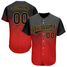 Загрузить изображение в средство просмотра галереи, Custom Red Black-Old Gold 3D Pattern Design Authentic Baseball Jersey
