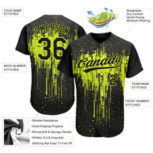 Charger l&#39;image dans la galerie, Custom Neon Green Black 3D Pattern Design Dripping Splatter Art Authentic Baseball Jersey
