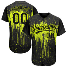 Charger l&#39;image dans la galerie, Custom Neon Green Black 3D Pattern Design Dripping Splatter Art Authentic Baseball Jersey
