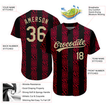 Load image into Gallery viewer, Custom Black Vegas Gold-Red 3D Pattern Design Authentic Baseball Jersey
