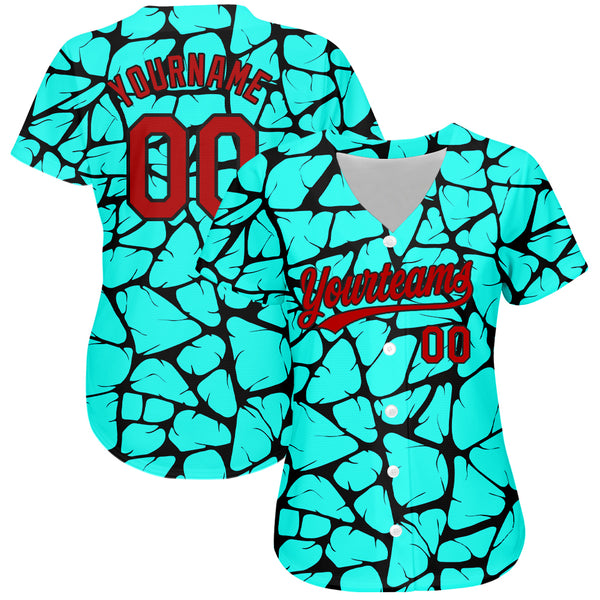 Cheap Custom Teal Teal-Black 3D Pattern Design Authentic Baseball