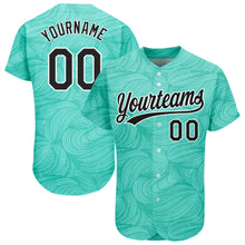 Load image into Gallery viewer, Custom Teal Black-White 3D Pattern Design Authentic Baseball Jersey
