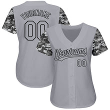 Load image into Gallery viewer, Custom Gray Gray Black-Camo 3D Pattern Design Authentic Baseball Jersey
