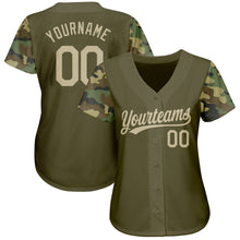 Load image into Gallery viewer, Custom Olive Vegas Gold-Camo 3D Pattern Design Authentic Salute To Service Baseball Jersey
