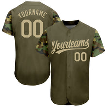 Laden Sie das Bild in den Galerie-Viewer, Custom Olive Vegas Gold-Camo 3D Pattern Design Authentic Salute To Service Baseball Jersey
