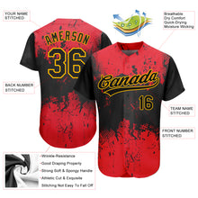 Загрузить изображение в средство просмотра галереи, Custom Red Black-Gold 3D Pattern Design Authentic Baseball Jersey
