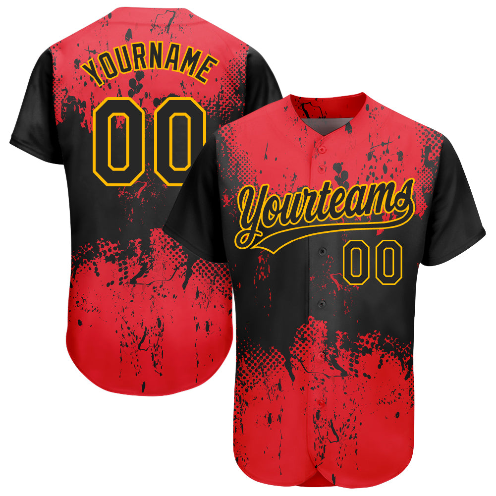 Custom Red Black-Gold Authentic Baseball Jersey Discount