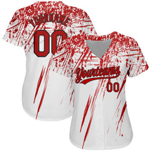 Charger l&#39;image dans la galerie, Custom White Red-Black 3D Pattern Design Authentic Baseball Jersey
