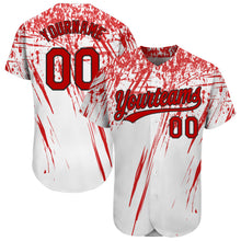 Charger l&#39;image dans la galerie, Custom White Red-Black 3D Pattern Design Authentic Baseball Jersey
