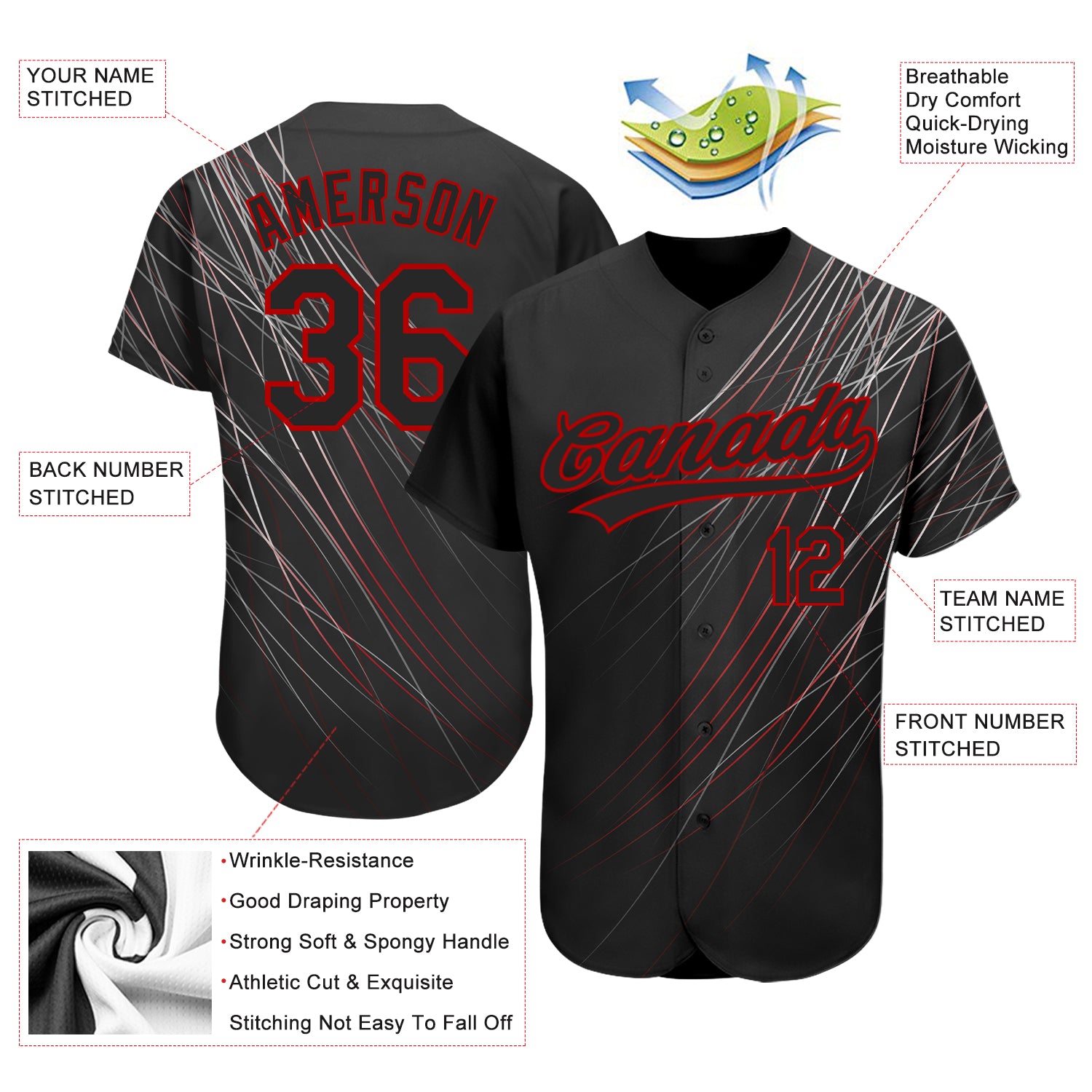 Custom Black Black-Red Authentic Baseball Jersey – CustomJerseysPro