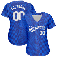 Load image into Gallery viewer, Custom Royal White-Black 3D Pattern Design Authentic Baseball Jersey
