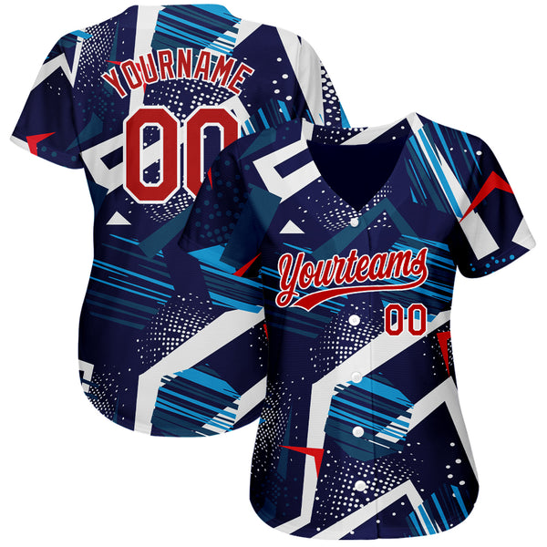 Cheap Custom Navy Red-White 3D Pattern Design Authentic Baseball Jersey  Free Shipping – CustomJerseysPro