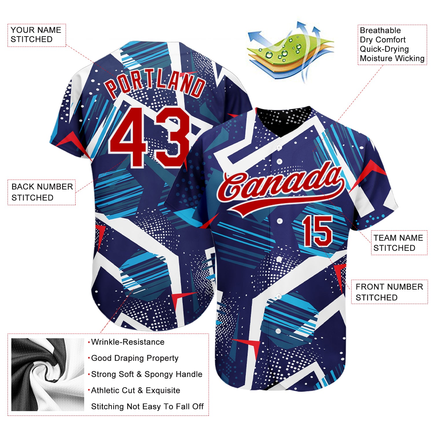 Cheap Custom Navy Red-White 3D Pattern Design Authentic Baseball Jersey  Free Shipping – CustomJerseysPro
