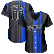 Загрузить изображение в средство просмотра галереи, Custom Royal Black-White 3D Pattern Design Authentic Baseball Jersey
