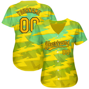 Custom Gold Gold Black-Light Blue 3D Pattern Design Authentic Baseball Jersey