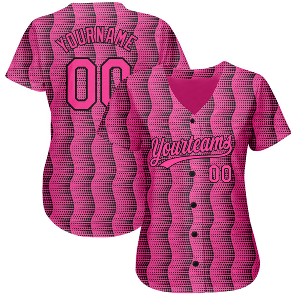 Cheap Custom Pink Pink-Black 3D Pattern Design Authentic Baseball Jersey  Free Shipping – CustomJerseysPro