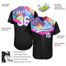 Laden Sie das Bild in den Galerie-Viewer, Custom Black White-Light Blue 3D Pattern Design Authentic Baseball Jersey
