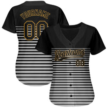 Charger l&#39;image dans la galerie, Custom Black Black Old Gold-Gray 3D Pattern Design Authentic Baseball Jersey
