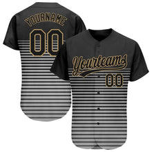 Charger l&#39;image dans la galerie, Custom Black Black Old Gold-Gray 3D Pattern Design Authentic Baseball Jersey
