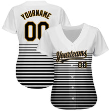 Load image into Gallery viewer, Custom White Black-Old Gold 3D Pattern Design Authentic Baseball Jersey
