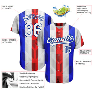 Custom White White Royal-Red 3D Pattern Design Authentic Baseball Jersey