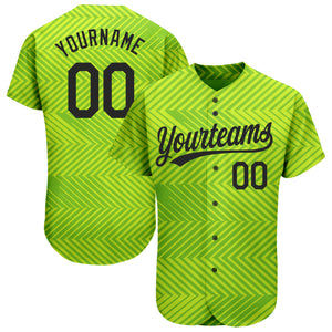 Custom Neon Green Black 3D Pattern Design Authentic Baseball Jersey