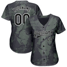 Charger l&#39;image dans la galerie, Custom Olive Black-White 3D Pattern Design Authentic Salute To Service Baseball Jersey
