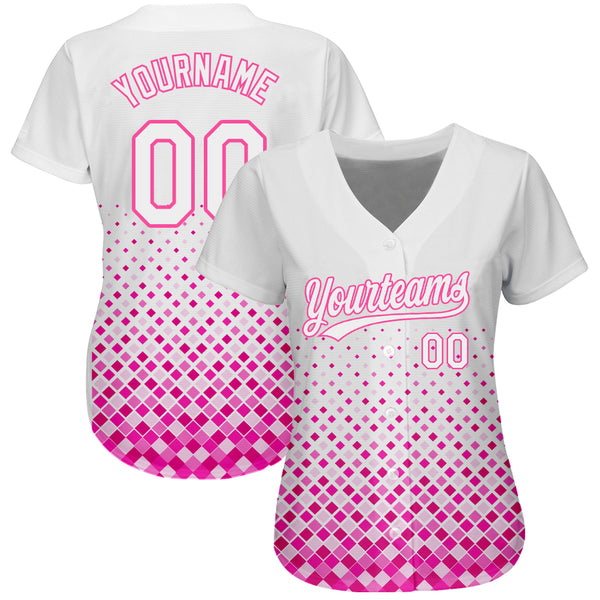 Cheap Custom Pink White Pinstripe White Authentic Baseball Jersey